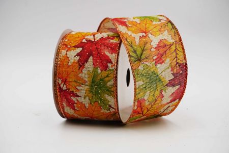 Fall Maple Leaves Wired Ribbon_KF7061GZ-13G_natural